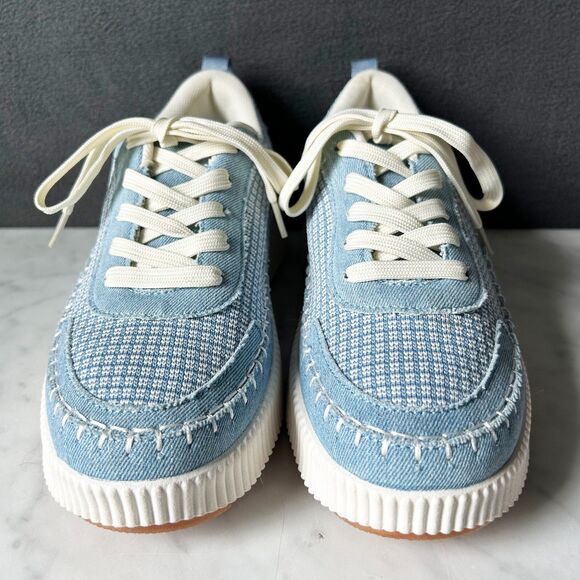 Nicole Miller Brita Platform Wedge Sneakers Blue/White - Women's Size 9 NEW - Picture 3 of 9